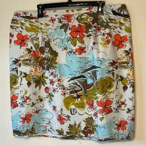 Casual Corner Annex Womens A-Line Skirt Bright Floral Lined Knee Length 2XL Vtg.